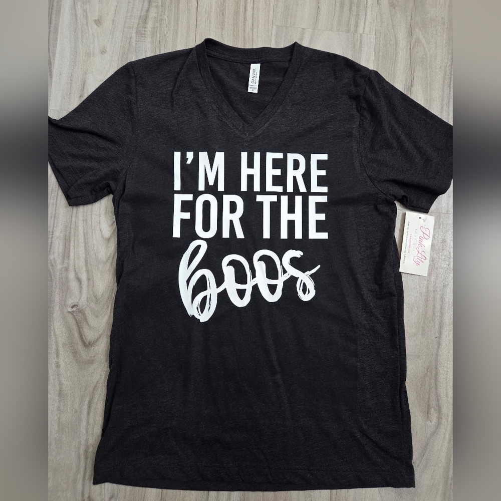 Pink Lily Shirt Halloween Graphic Tee I'm Here for the Boos
